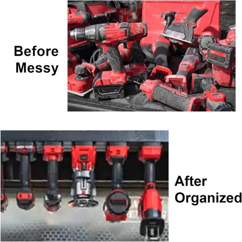 KETTKEL 12packs Tool Holder For Milwaukee M18 & Dewalt 20v,Wall Mount Drill Holder with 48 Screws (red) - Image 4